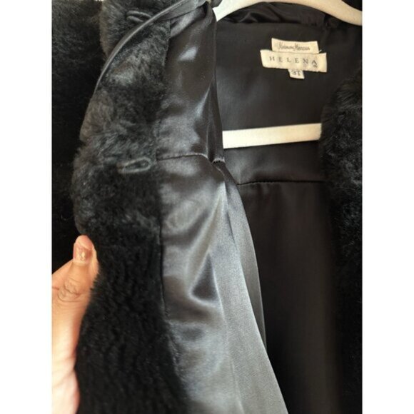 Vintage Helena Neiman Marcus Black Faux Fur Lined Hooded Toddler Coat Size 3T - Picture 7 of 13